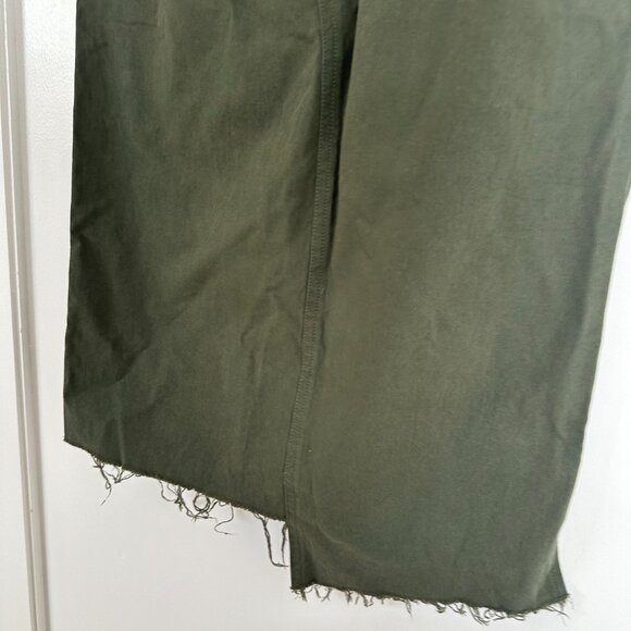 NWT LE Local European Cargo Maxi Skirt Raw Hem Side Slit Utility Pockets Olive - Picture 11 of 11